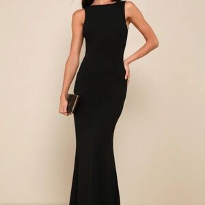 Lulu’s Love In Your Eyes Black Knotted Mermaid Maxi Dress